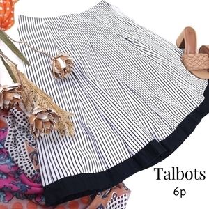 Talbots Petites Black White Stripe Pleated Skirt Size 6P